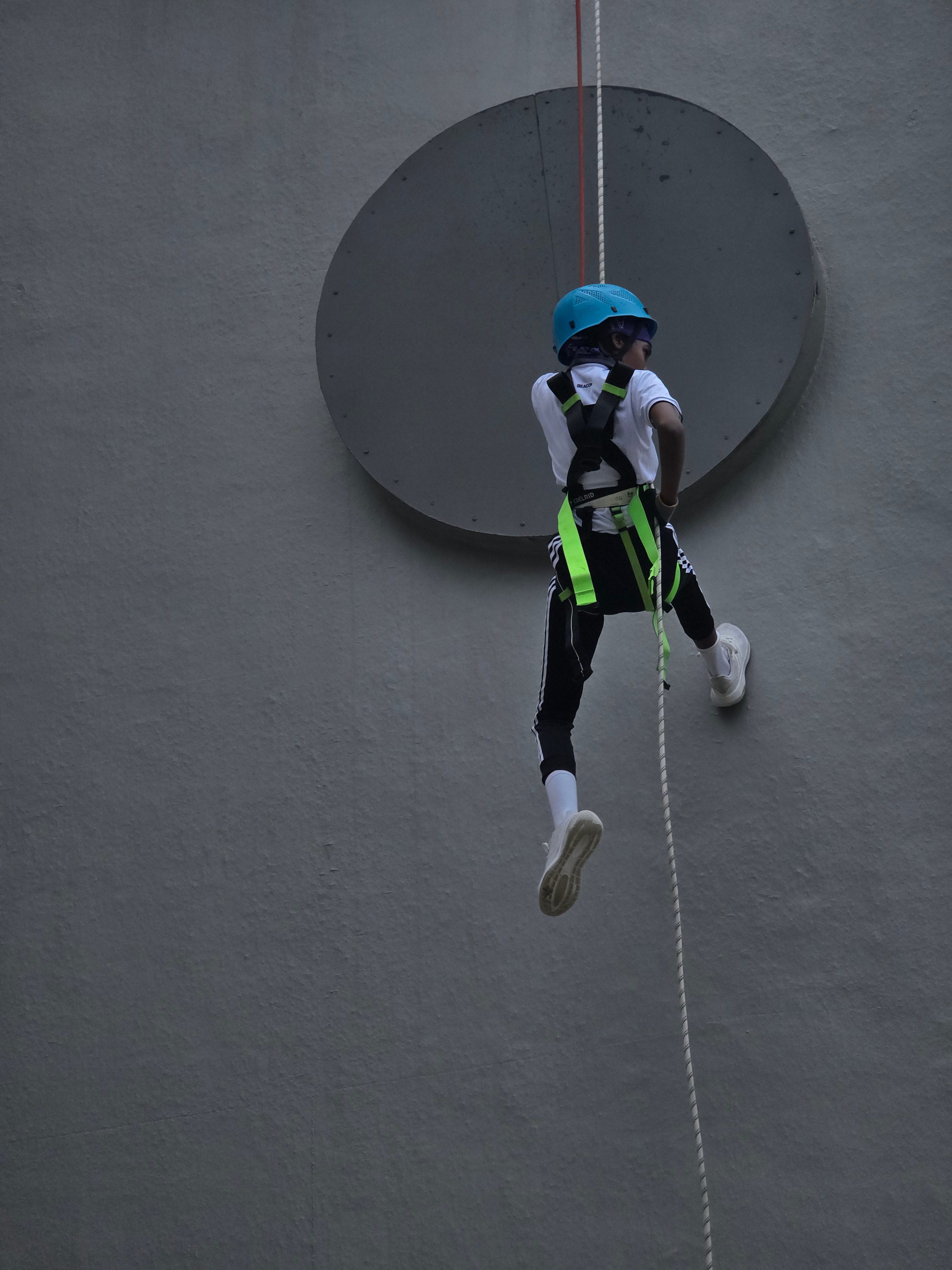 Rope, harness, nerve - this camper made abseiling look easy